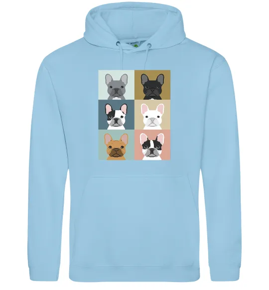 Чоловіча толстовка (худі) Bulldog popart Блакитний фото