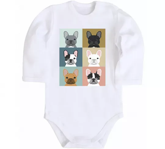 Детский боди Bulldog popart Белый фото