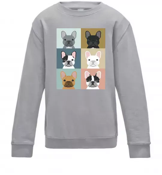 Детский Свитшот Bulldog popart Серый меланж фото
