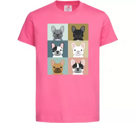 Дитяча футболка Bulldog popart Яскраво-рожевий фото