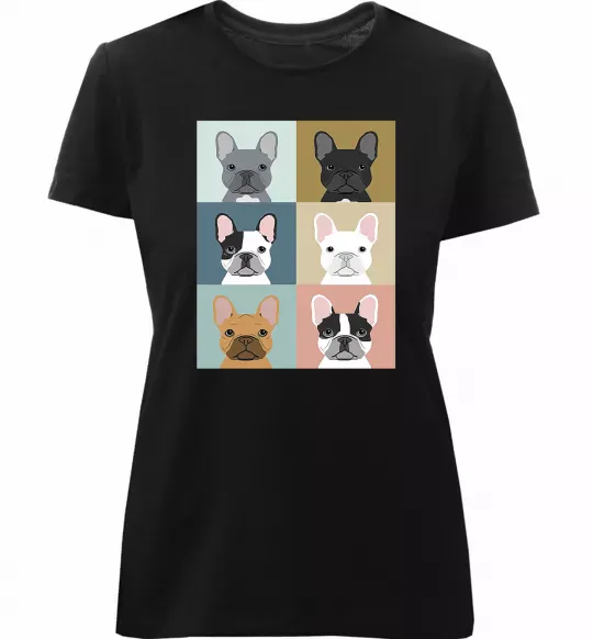 Женская премиум футболка Bulldog popart Черный фото