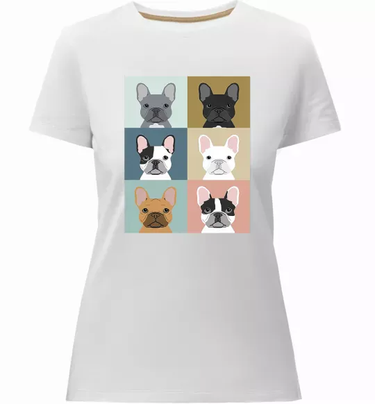 Женская премиум футболка Bulldog popart Белый фото