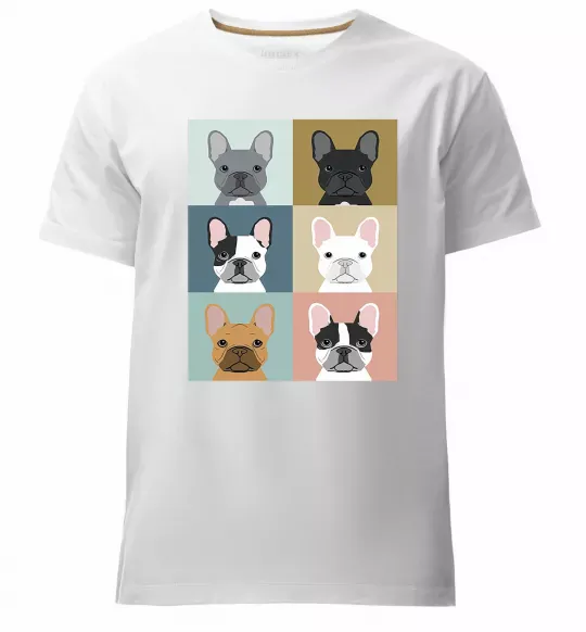 Мужская премиум футболка Bulldog popart Белый фото