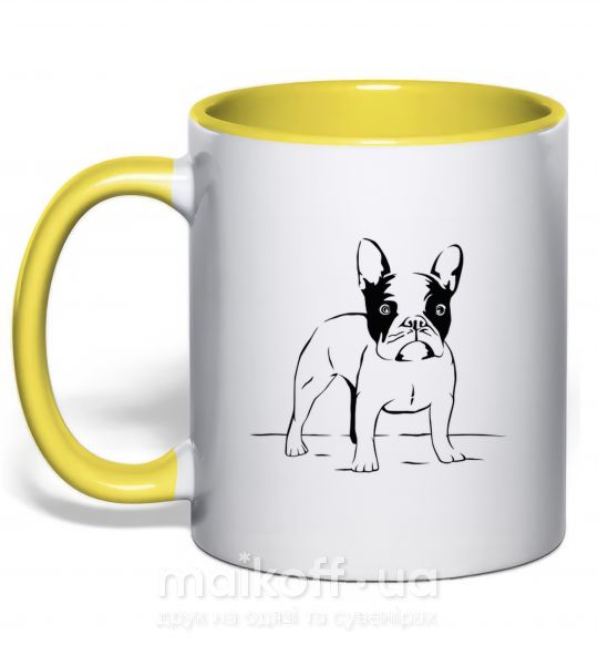 Чашка с цветной ручкой Bulldog Солнечно желтый фото