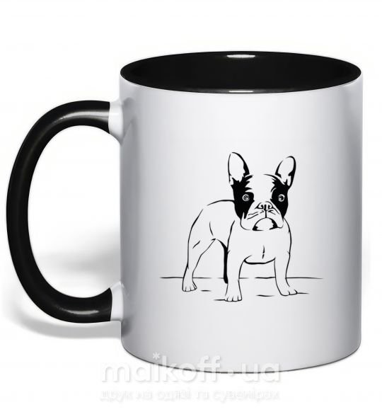 Чашка з кольоровою ручкою Bulldog Чорний фото