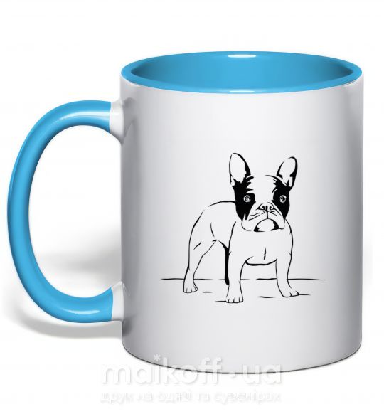 Чашка з кольоровою ручкою Bulldog Блакитний фото