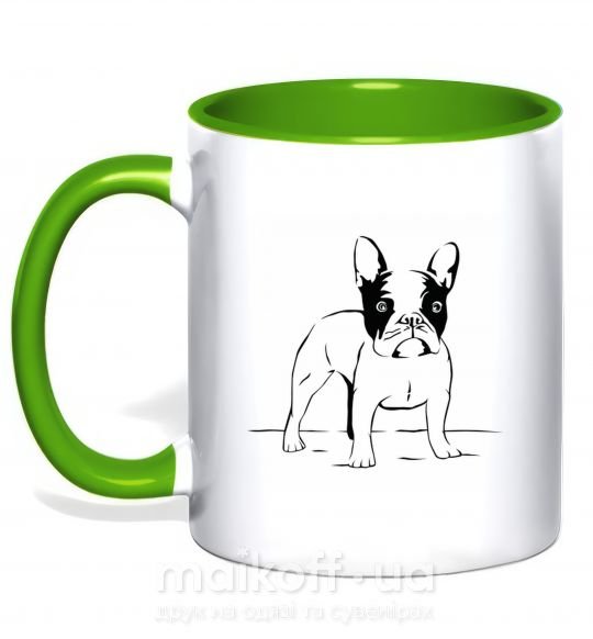 Чашка з кольоровою ручкою Bulldog Зелений фото
