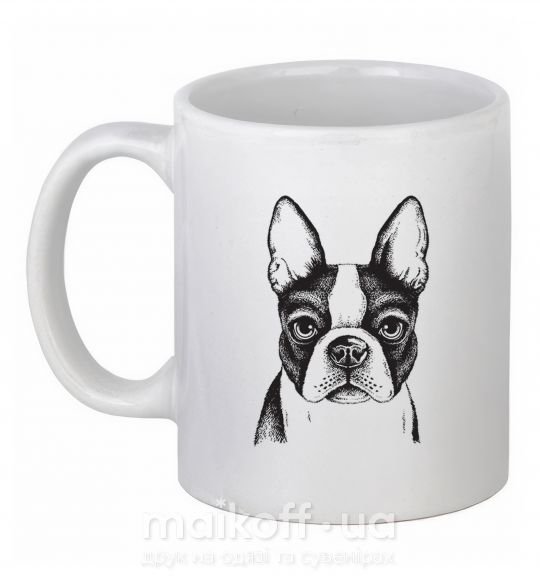 Чашка керамическая Bulldog illustration Белый фото