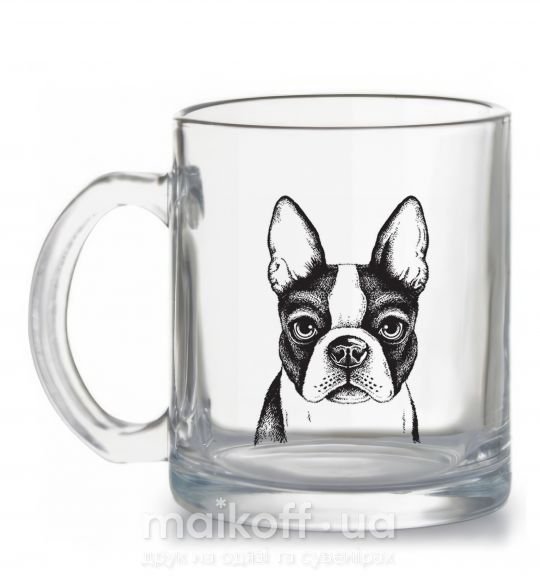 Чашка стеклянная Bulldog illustration Прозрачный фото