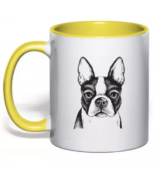 Чашка с цветной ручкой Bulldog illustration Солнечно желтый фото