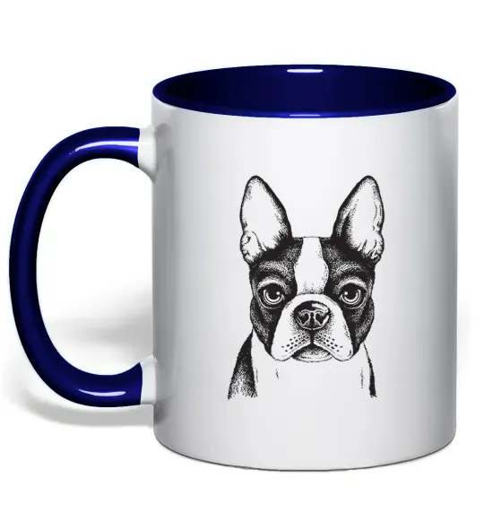Чашка с цветной ручкой Bulldog illustration Глубокий темно-синий фото