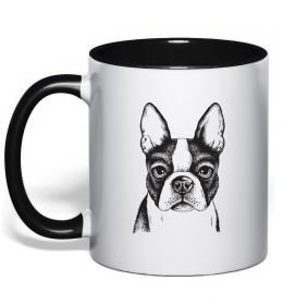 Чашка с цветной ручкой Bulldog illustration