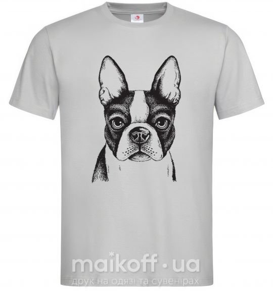 Мужская футболка Bulldog illustration Серый фото
