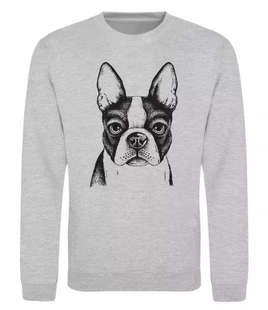 Свитшот Bulldog illustration Серый меланж фото