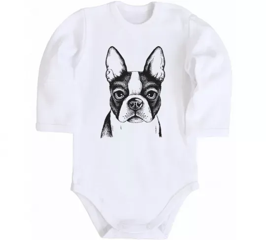 Дитячий бодік Bulldog illustration Білий фото