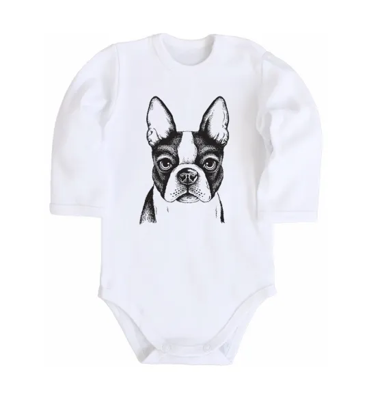 Детский боди Bulldog illustration Белый фото