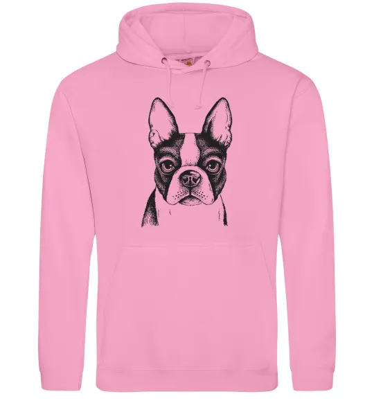 Мужская толстовка (худи) Bulldog illustration Розовый фото