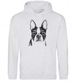 Мужская толстовка (худи) Bulldog illustration Серый меланж фото