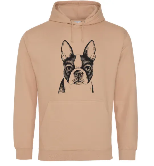Мужская толстовка (худи) Bulldog illustration Песочный фото