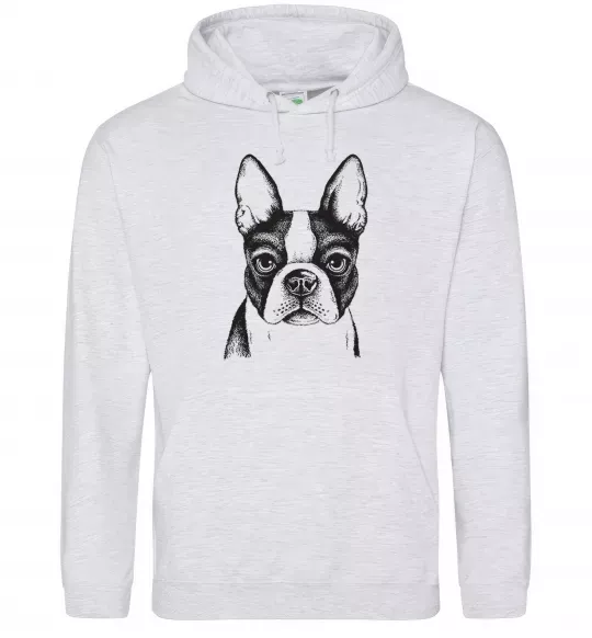 Жіноча толстовка (худі) Bulldog illustration Сірий меланж фото