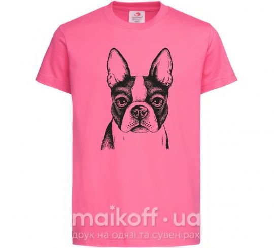 Детская футболка Bulldog illustration Ярко-розовый фото