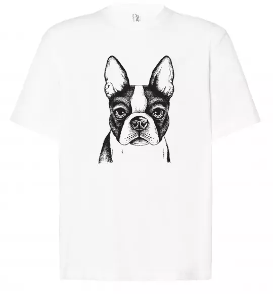 Футболка Оверсайз Bulldog illustration Белый фото