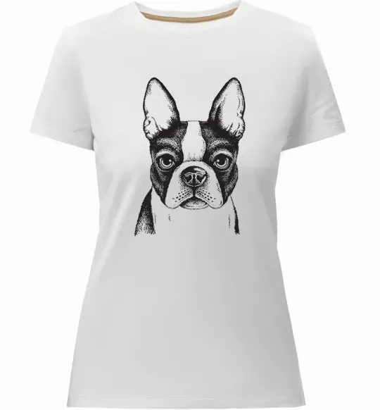 Женская премиум футболка Bulldog illustration Белый фото