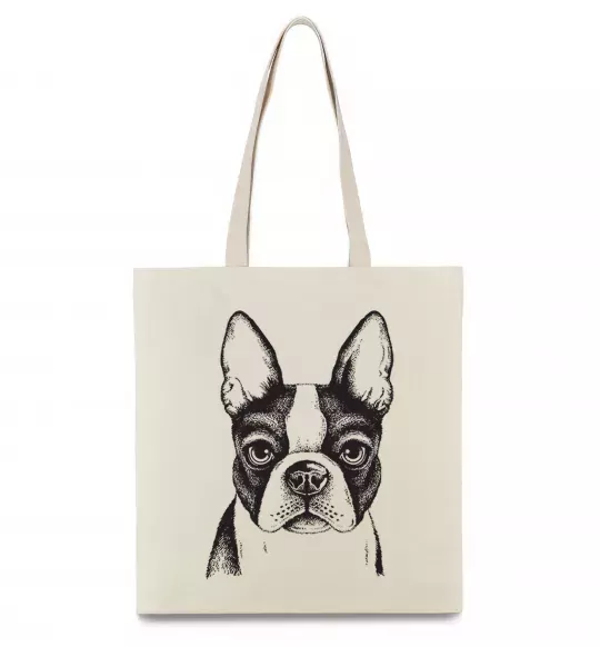 Эко-сумка Bulldog illustration Бежевый фото