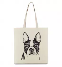 Эко-сумка Bulldog illustration Бежевый фото