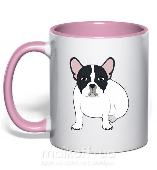 Чашка з кольоровою ручкою Белый Бульдог Ніжно рожевий фото