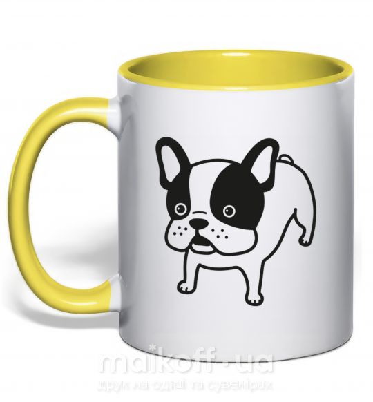 Чашка з кольоровою ручкою Funny Bulldog Сонячно жовтий фото