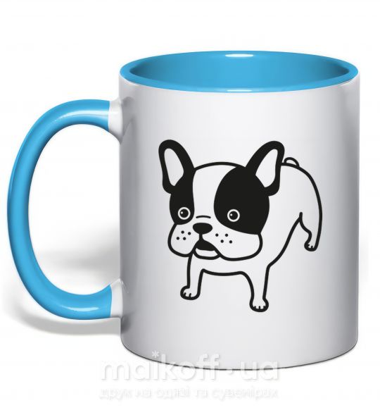 Чашка з кольоровою ручкою Funny Bulldog Блакитний фото