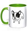 Чашка з кольоровою ручкою Funny Bulldog Зелений фото