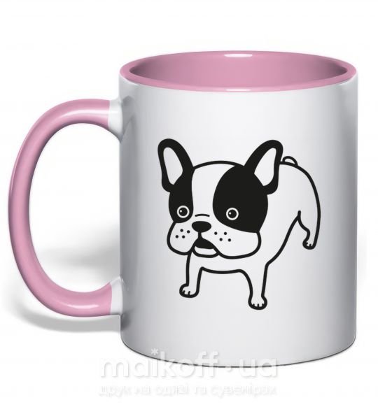 Чашка с цветной ручкой Funny Bulldog Нежно розовый фото