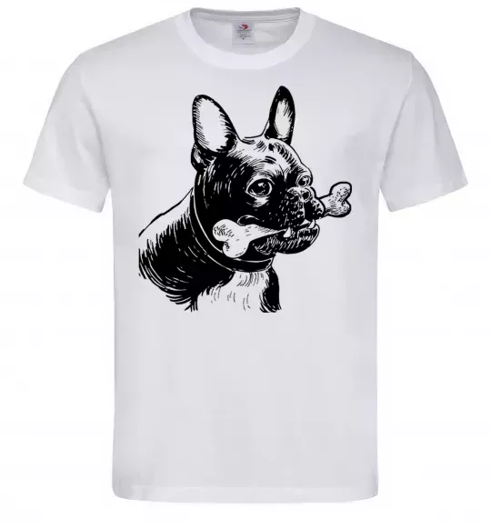 Мужская футболка Бульдог з кісткою Белый фото