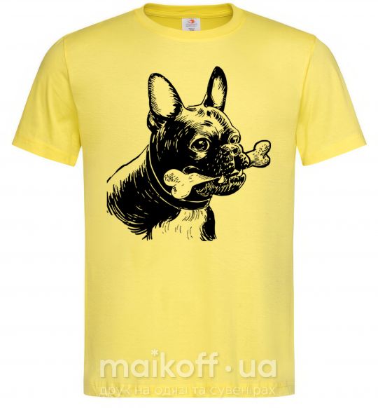 Мужская футболка Бульдог с косточкой Лимонный фото