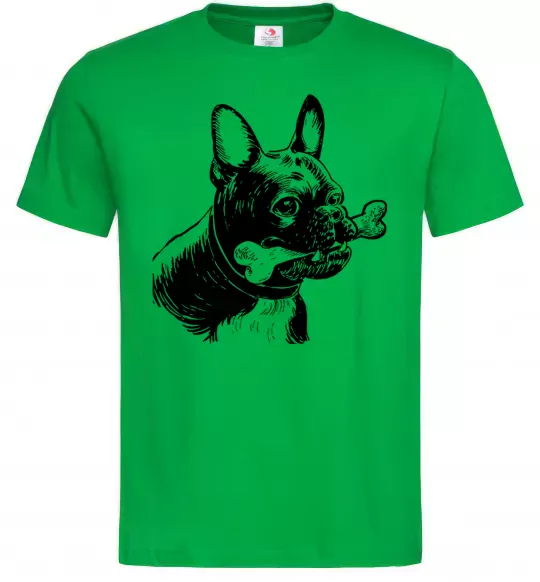 Мужская футболка Бульдог з кісткою Зеленый фото