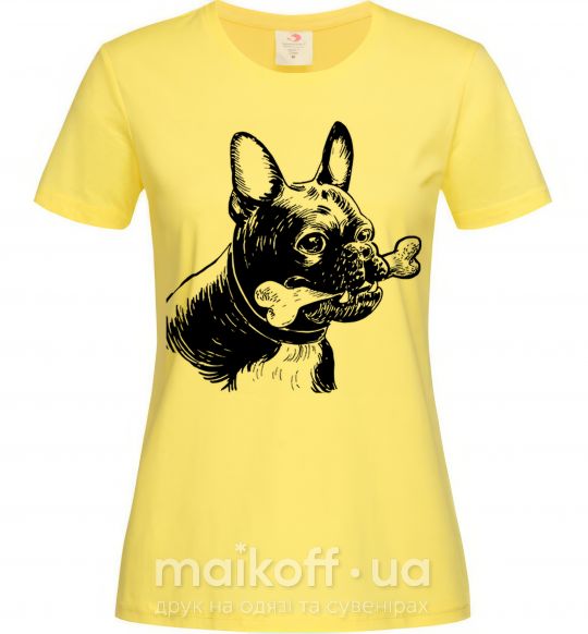 Жіноча футболка Бульдог с косточкой Лимонний фото
