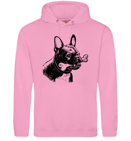 Мужская толстовка (худи) Бульдог з кісткою Розовый фото