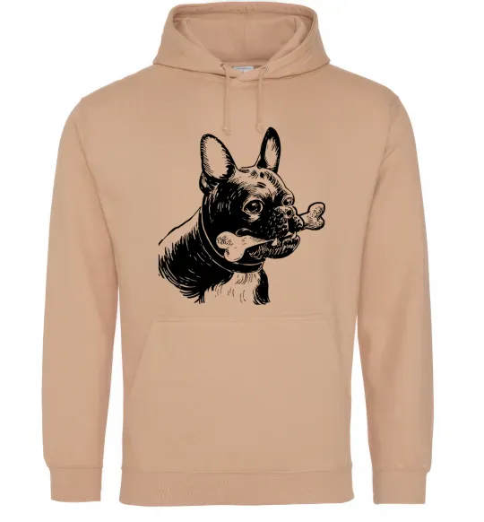 Жіноча толстовка (худі) Бульдог з кісткою Пісочний фото