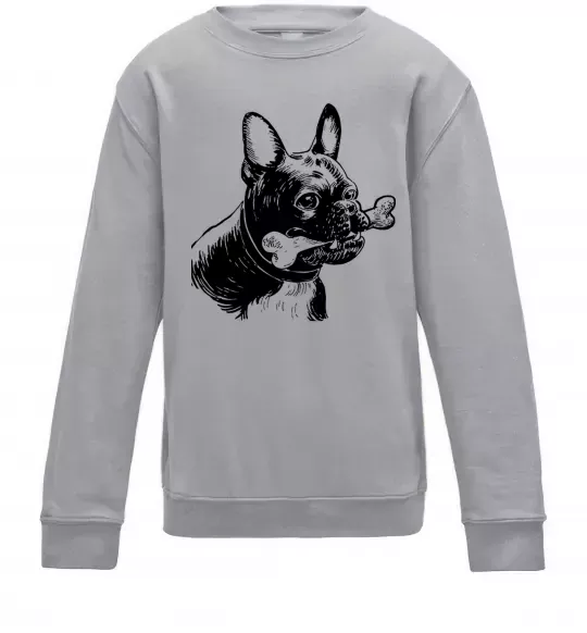 Дитячий світшот Бульдог з кісткою Сірий меланж фото