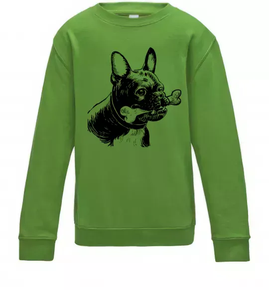 Дитячий світшот Бульдог з кісткою Лаймовий фото