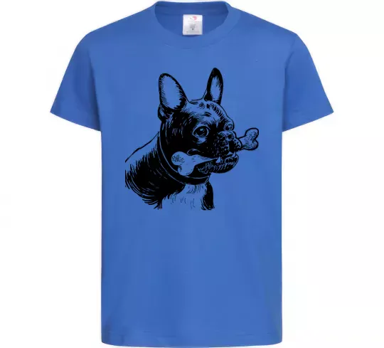 Детская футболка Бульдог з кісткою Ярко-синий фото