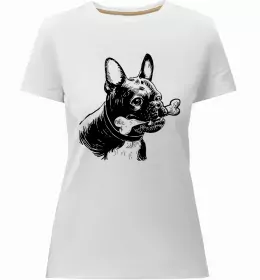 Женская премиум футболка Bulldog popart Белый фото