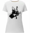 Женская премиум футболка Бульдог з кісткою Белый фото