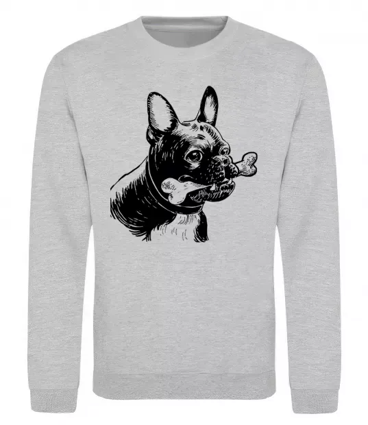 Свитшот Бульдог з кісткою Серый меланж фото
