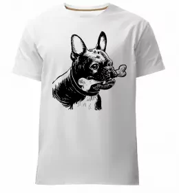 Мужская премиум футболка Бульдог в тату Белый фото