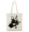 Эко-сумка Бульдог з кісткою Бежевый Эко-сумка Бульдог з кісткою Бежевый фото