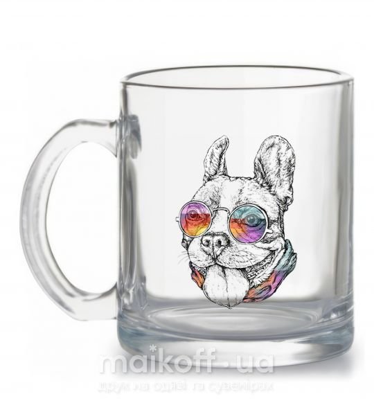 Чашка стеклянная Hippie bulldog Прозрачный фото