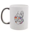 Чашка с цветной ручкой Hippie bulldog Серебро фото